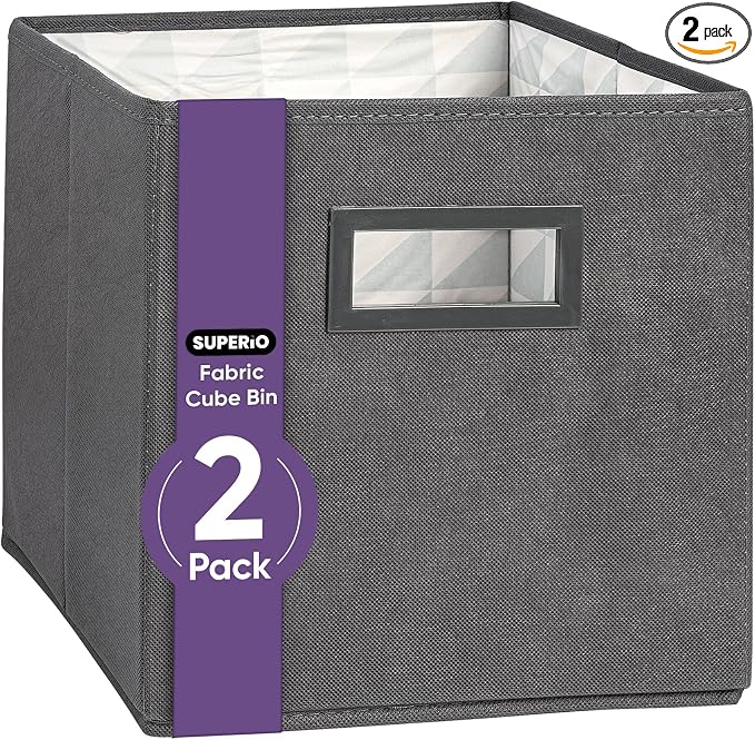 Superio Collapsible Storage Bins For Organization And Storage, Closet Organizers And Storage, Dorm Room Storage, Storage Containers, Laundry Room Organization, Grey 2-pack