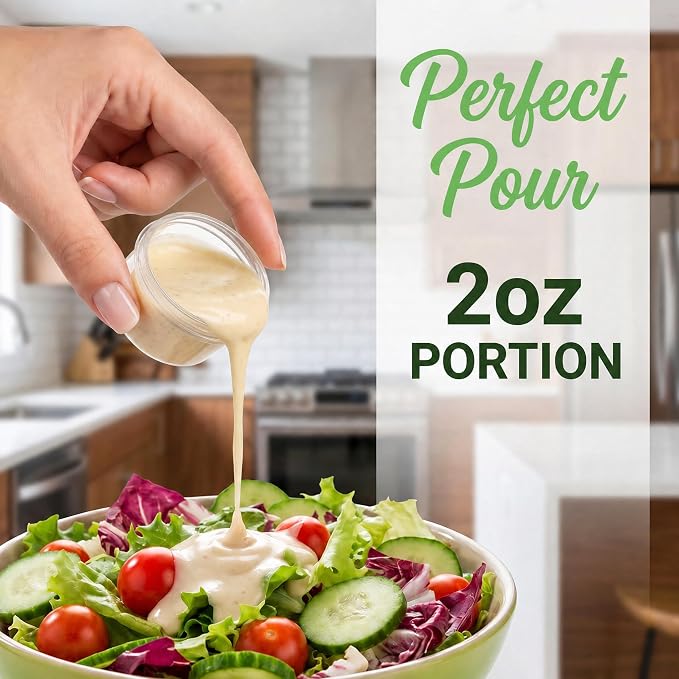 EONJOE 2oz Airtight Small Plastic Food Storage Containers with Lids, 12pcs | Dishwasher safe ,BPA free,Reusable,Round jars ,Perfect for salad dressing sauce condiments lunch to go