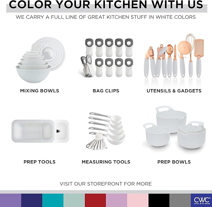 COOK WITH COLOR Wide Heavy Duty Chip Clips, Large Bag Clips for Food Storage, Pack of 4, White