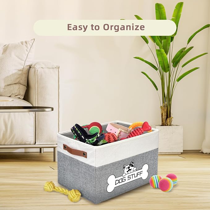 Collapsible Box, Dog Toy Basket, Storage Bin for Pet Accessories | Fabric Storage with Handle, Organizer for Living Room
