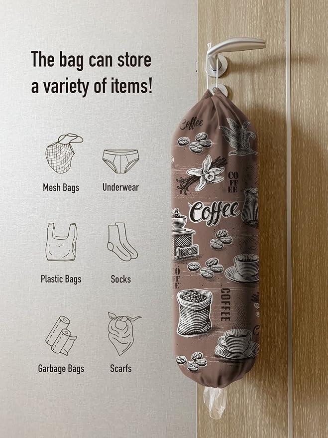 Hglian Grocery Plastic Bag Holder,Larger Plastic Bags Organizer Storage Keeper,Coffee Decor for Cafe Kitchen Coffee Corner