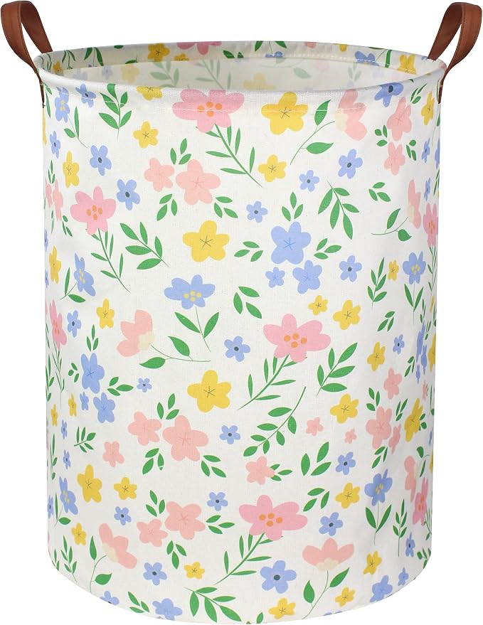 Girls Laundry hamper Baby Girl Hamper Kids Toy Storage Organizer Bins Gift Basket for Bedroom Decor(Flowers)
