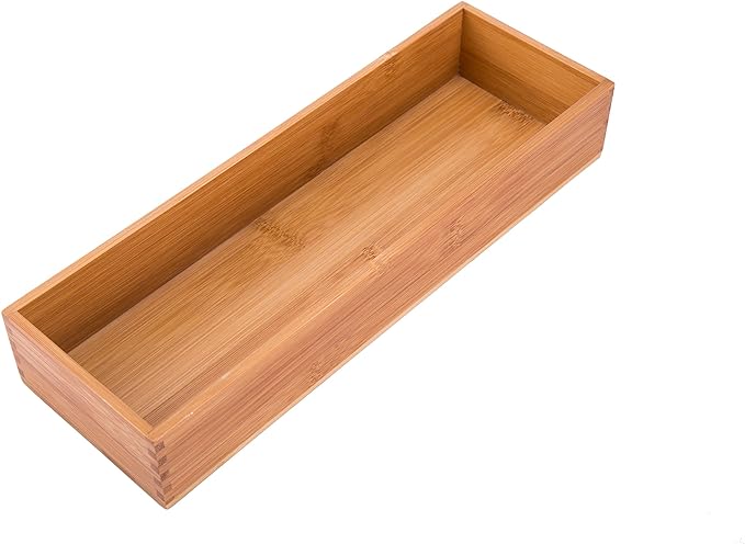 Bamboo Drawer Oragnizer Box, Kitchen Seasoning Organizer Tray, Tableware Knife Fork Organizer Box, Home Drawer Sorting Box, Bamboo 12"*4"
