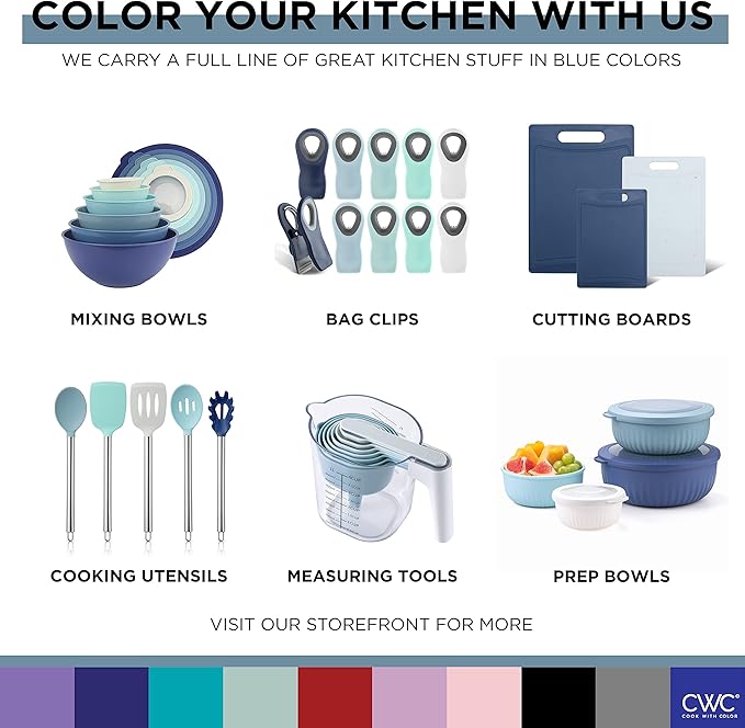 COOK WITH COLOR Food Clips - Wide Heavy Duty Chip Clips, Large Bag Clips for Food Storage with Air Tight Seal Grip, Pack of 8, Blue