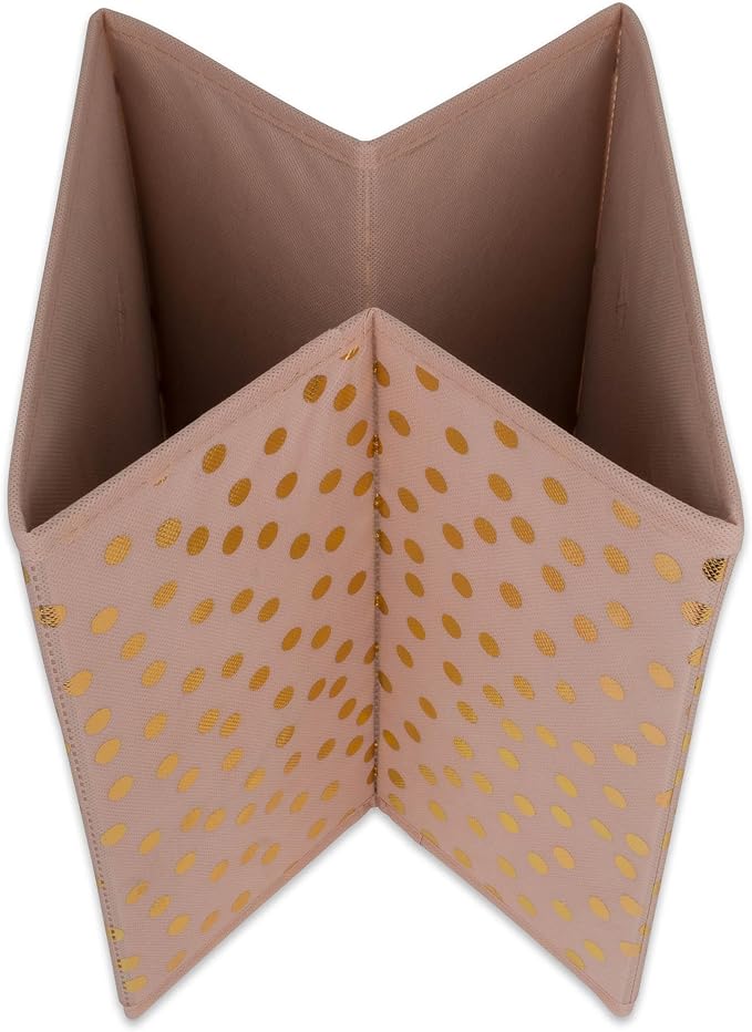 DII Non Woven Polyester Storage Bin, Polka Dot, Pink & Gold, Small Set of 4