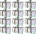 BALEINE 12-Pack Oversized Moving Bags with Reinforced Handles, Heavy-Duty Storage Tote for Clothes, Moving Supplies (Clear, 12-Pack)