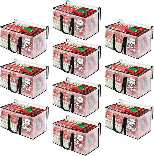 BlissTotes Moving Bags, 125L 10-Pack Storage Bags, Moving Box Heavy Duty Extra Large, Moving Totes with Zipper, Large Packing Bag with Reinforced Handles, Boxes for Packaging Moving
