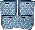 Cloth Storage Bins Set of 4 Thick Fabric Drawers Foldable Cubes Basket Organizer Container with Dual Metal Handles for Shelf Cabinet Bookcase Boxes Navy-Blue 13x13x13 inch