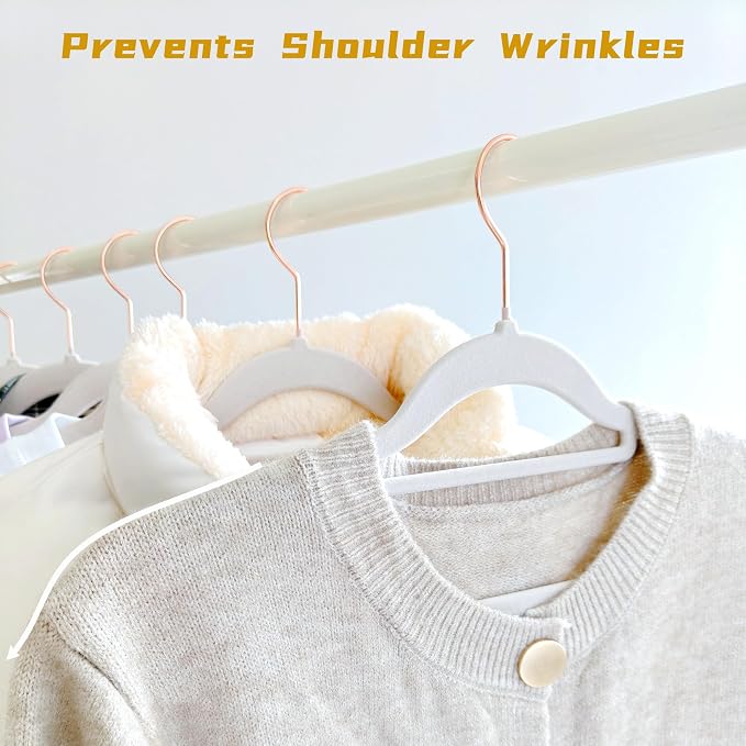 Gray Velvet Hangers 30 Pack - Rose Gold Hook, Space Saving Non-Slip Clothes Hangers, 16.5 Inch with Tie Bar for Coats,Sweater,Jackets,Dresses, Shirts, Suits & T-Shirts