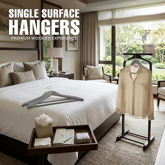 Utopia Home Premium Wooden Hangers 20 Pack - Durable & Slim Coat Hanger - Suit Hanger with 360-Degree Rotatable Hook - Wood Hangers with Shoulder Grooves (Grey Color)