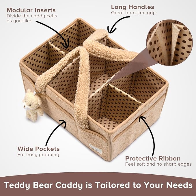 PeraBella Diaper Caddy Organizer for Changing Table, Storage Basket for Wipes, Gift for Baby Shower, Car Organizer, Nursery Organizer, Portable Storage