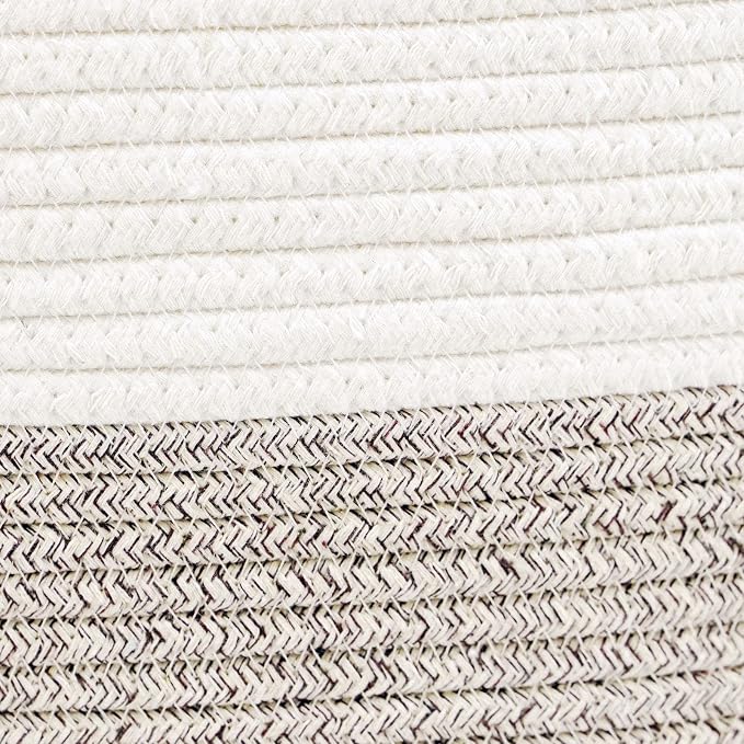 Casaphoria Caddy Organize Woven Hamper Cotton Rope Basket Caddy for Storage, 100% Cotton Towel Basket with Handle, Portable Bag, Light Brown (14.2''8.7''7.1'')