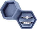 DesignSter Hexagon Velvet Ring Box - Premium Gorgeous Vintage Double Ring Display Holder with Detachable Lid for Proposal, Engagement, Wedding, Ceremony (Sapphire blue)