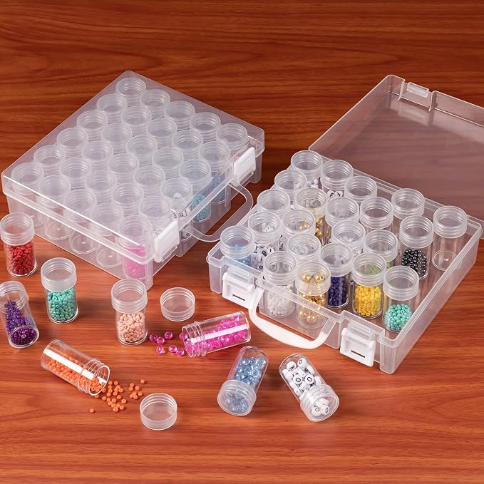Bead Organizer, Bead Containers, 30 Grids Diamond Painting Storage Containers Clear Bead Organization Diamond Painting Accessories Small Storage Container for Beads Seeds Glitter Rhinestones (2 Pack)