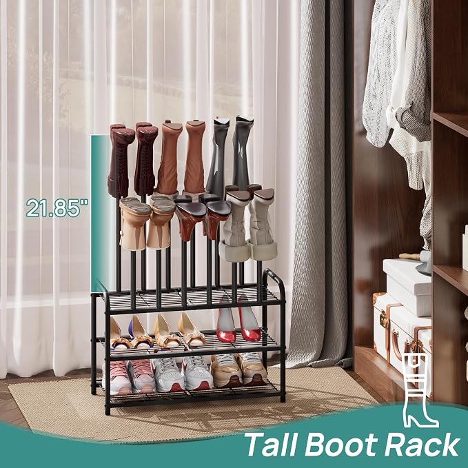 viewcare Tall Boot Rack, Boot Rack Organizer, Tall Boots with Shoe Rack for Closet, Shoe Shelf Storage Organizer for Entryway Space