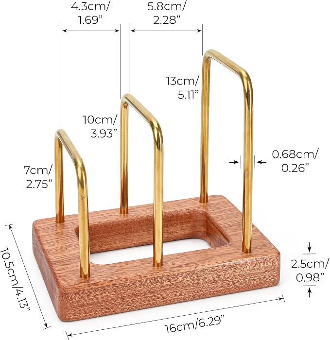 Chopping Board Rack with Wood Base – Multi Layer Kitchen Organizer Stand for Cutting Boards Pot Lids, Baking Trays Pans and Plates Cabinet Storage Divider Accessory Home Countertop or Inside Cabinets