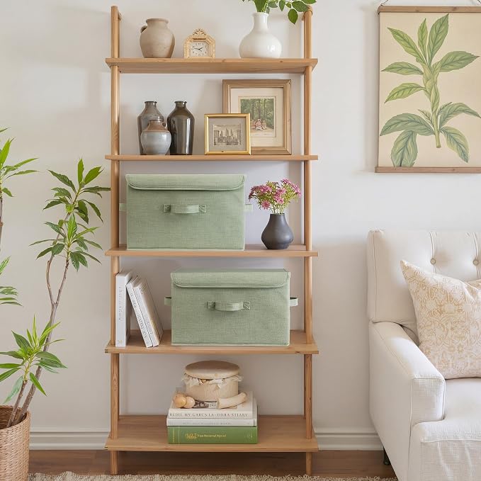 GRANNY SAYS Storage Bins with Lids, Decorative Storage Boxes, Clothes Stoarge Bins, Shelf Baskets, Closet Storage Bins for Clothing, Collapsible Storage and Organization, Sage Green, Large, 2-Pack