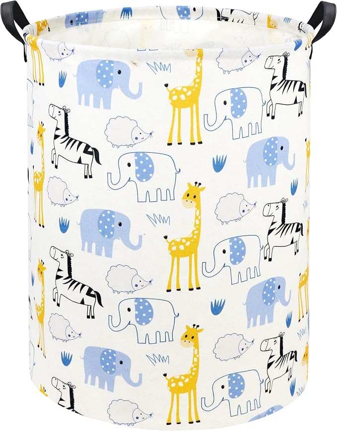 Baby Laundry Basket Baby Hamper for Nursery Girl Kids Hamper Cute Kids Storage Toy Bin Organizer Blue Animal Room Decor for Home(Blue Animal)
