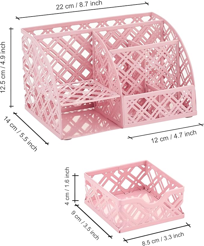 Exerz Desk Organizer Light Pink Office Desk Accessories Supplies Office Storage Desktop Pencil Pen Holder with Drawer Home Workspace