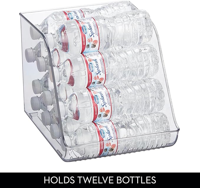 iDesign Plastic Water Bottle Organizer for Fridge, Clear, 2-Pack | Bottle Holder, For Kitchen and Pantry