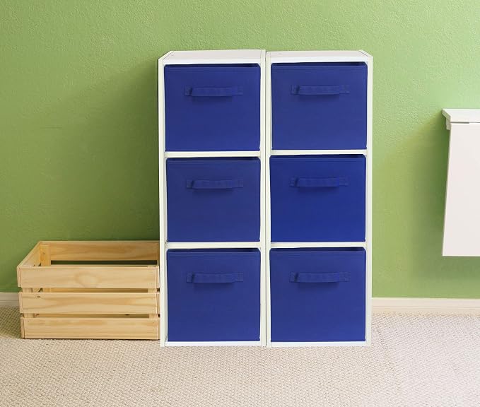Simple Houseware Foldable Cube Storage Bins, 11-Inch Dark Blue, 6-Pack Fabric Cubes Organizer for Closet or Shelves