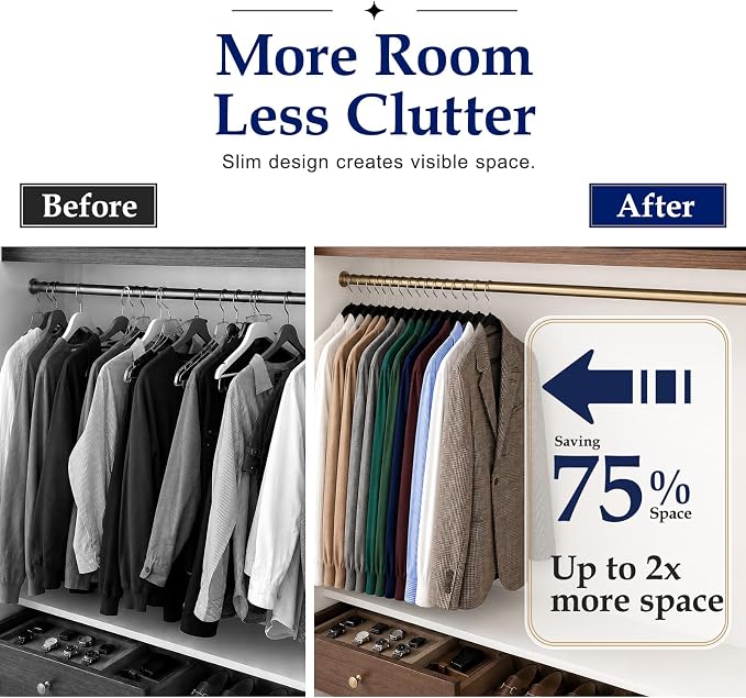 HOUSE DAY Black Velvet Hangers 60 Pack, Sturdy Non Slip Hanger Wrinkle-Free | Clothes Hangers with 360° Swivel Hook, Heavy Duty Slim Felt Hangers for Closet Space Saving, No Shoulder Bumps for Shirt-75g