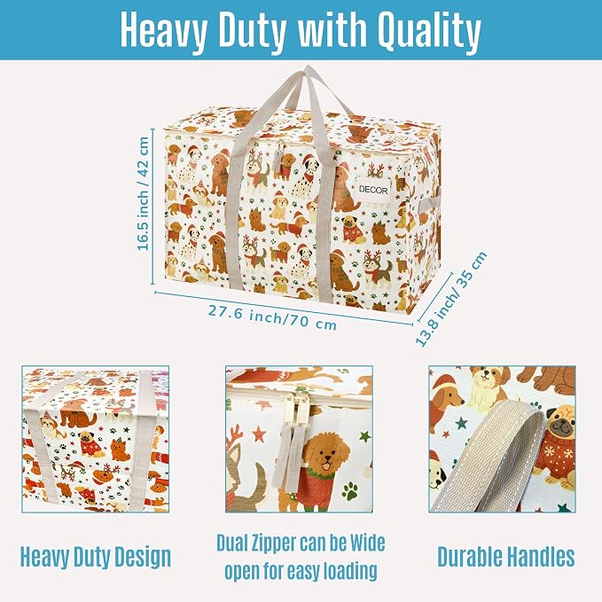 VENO 2 Pack Heavy Duty Moving Bags, Extra Large Storage Bags with Reinforced Handles & Strong Zippers, Foldable & Reusable Moving Box Alternative for Clothes & Dorm Storage