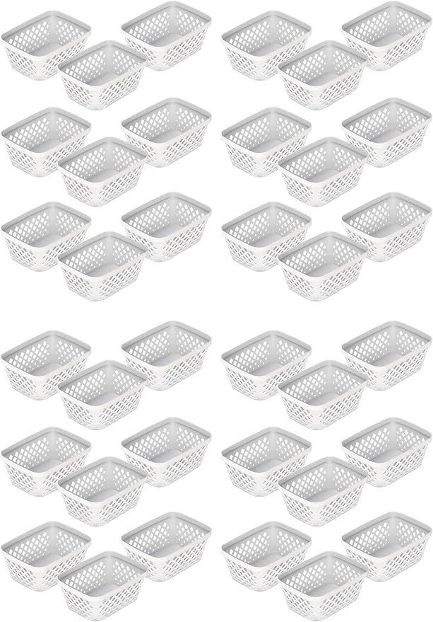 Glad Plastic Storage Basket Set - Multipurpose Drawer Trays, Kitchen Pantry Containers, and Bathroom Bins - Small Organizers, White, 6.25" L x 4.6" W x 2.7" H, 9 Count (Pack of 4)