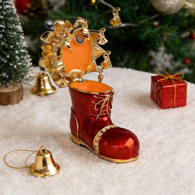 Christmas Ornament Trinket Box Jewelry Box Hand Painted Decorative Box with Hinged Lid Ring Earring Holder Holiday Figurine Collectible