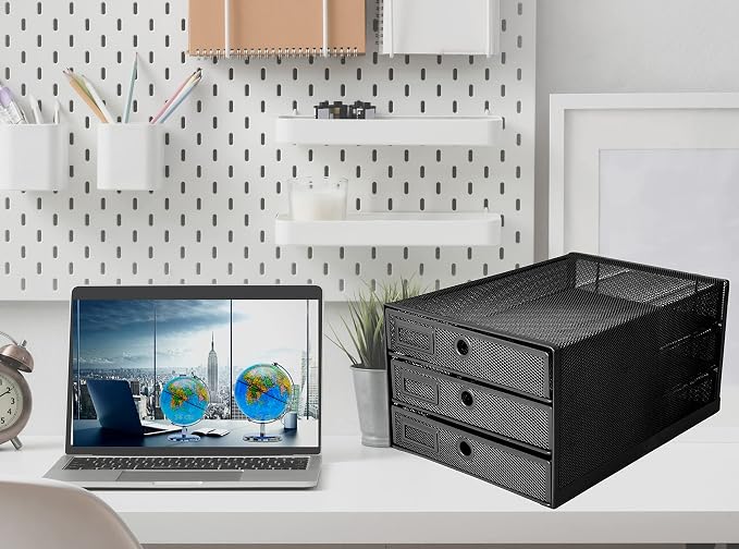 EXERZ Paper Sorter 3 Tier Drawers A4 / Multifunctional Desk Organiser/Letter Tray - Documents, Magazines, Notebooks and Letters