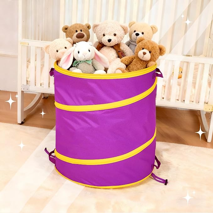NARMAY Toy Barrel Pop-Up Toy Storage Bin, Large Collapsible Toy Bucket with Handles for Kids, All-in-One Toy Organizer for Boys and Girls - 20 x 23 Inch