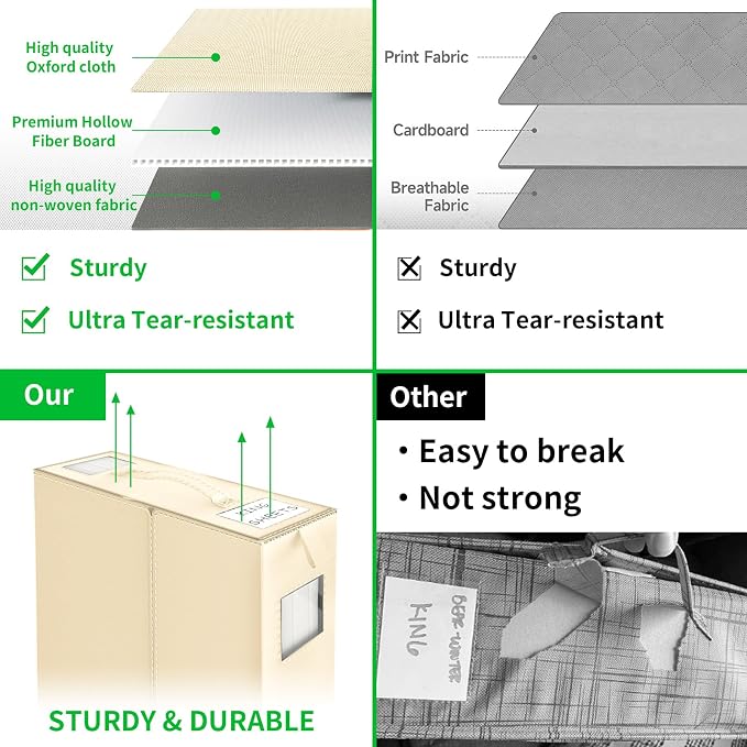 Aokeyee Foldable Bed Sheet Organizers and Storage - 4 Pack(Queen or King Size) Sheet Set Organizer for Bed Sheets,Pillowcases,Linen Closet Organizer for Bedding Clothes Towels(lvory)
