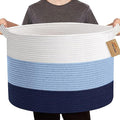 MEGASKET Large Kids Toy Basket, 22" x 14" Soft Woven Cotton Rope Basket, Toy Storage Bin for Kids, Big Baby Nursery Organization, Floor Stuffed Animal Storage, Blanket Pillow Holder for Living Room
