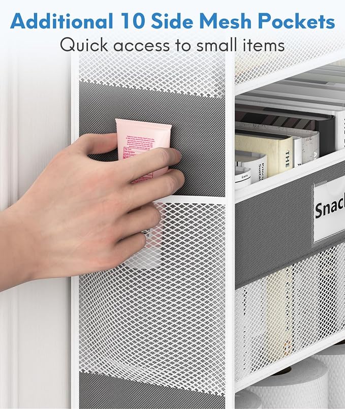 Optish Over The Door Organizer Hanging, 5 Shelf Behind The Doors Storage, Pantry Door Organizer, Closet Organizers for Bedroom and Nursery (Dark Grey)