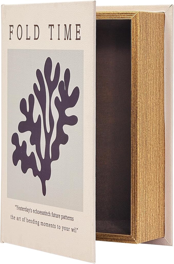 PACOLO Decorative Book Boxes, Faux Wood cover Storage for Hidden Jewelry, Money, and Cash (FOLD TIME)