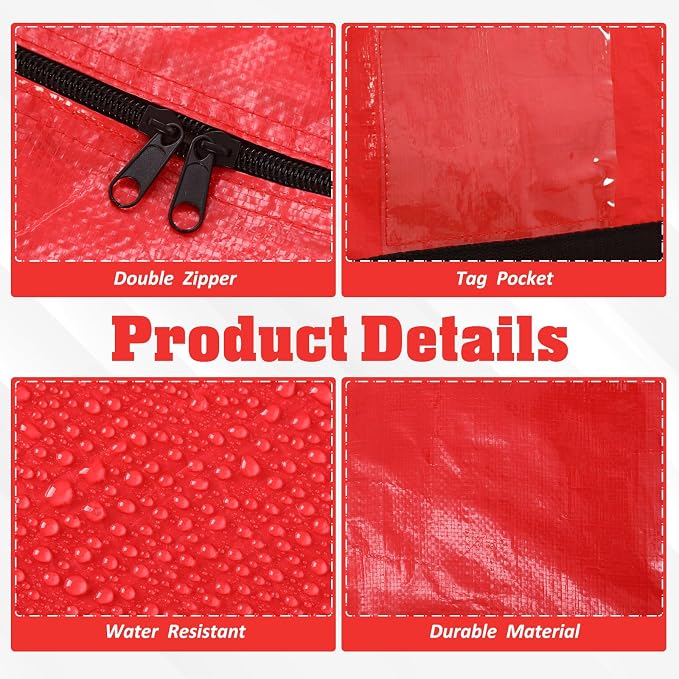 Windyun 4 Pack 155 Gallon Extra Large Moving Bags XXL Heavy Duty Storage Bag with Strong Zipper Handle Jumbo Big Tote Box Foldable for College Dorm Travel Clothes Duffle Blanket Pillow(Red)