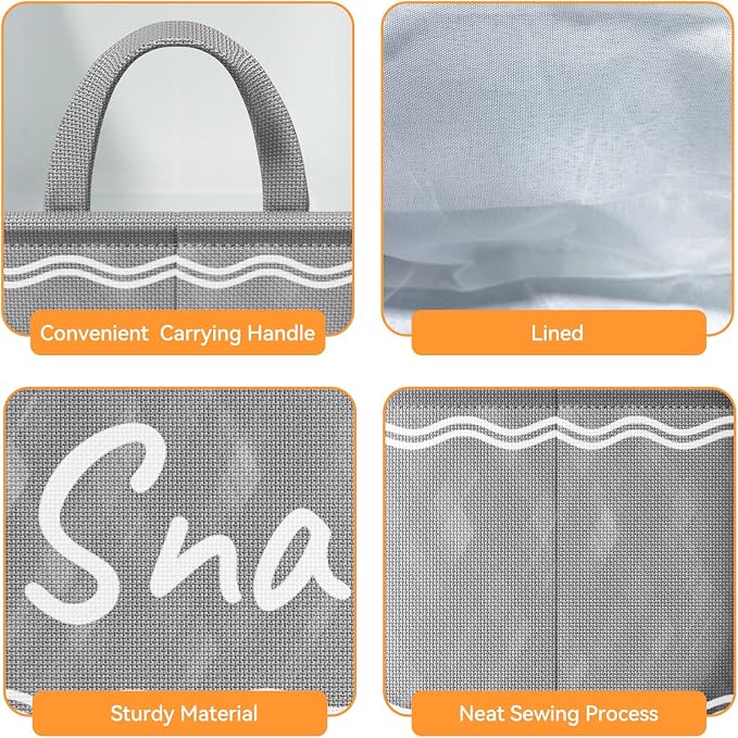 Snack Basket for Pantry & 5 Seal Clips - Snack Bin Organizer for Countertop - Imitation Linen Snack Storage Containers for Storing Chips, Pretzels, Cookies, Popcorn and more (1, Gray)