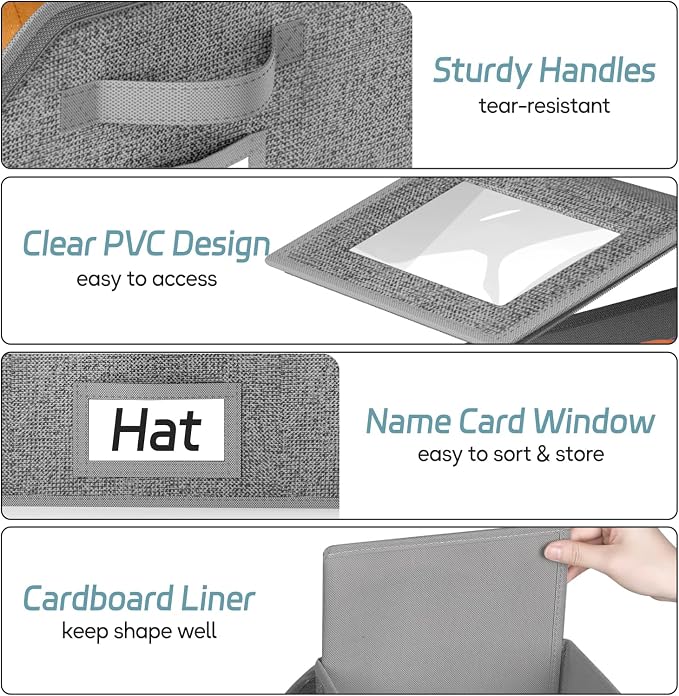 AOODA 2 PCS Stackable Hat Storage for Baseball Caps, Holds up to 24 Caps Cap Organizer for Closet, Sturdy Hat Boxes for Men with Cardboard, Slate Grey