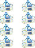 VENO 8 Pack Heavy Duty Moving Bags, Clothes and Comforter Storage Bags with Clear Window, College Dorm Essentials Packing Supplies, Foldable Boxes Alternative (Tropical Island, 8 Pack)