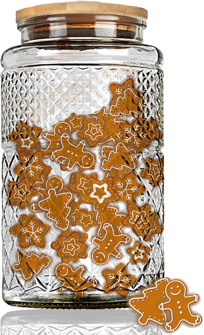 Prettidecor 1 Gallon Large Airtight Glass Storage Jars with Bamboo Lid, Kitchen Pantry Bathroom Laundry Room Organizer Canisters for Flour, Sugar, Cookie, Pasta, Rice, Snack, Coffee Bean, Cereal