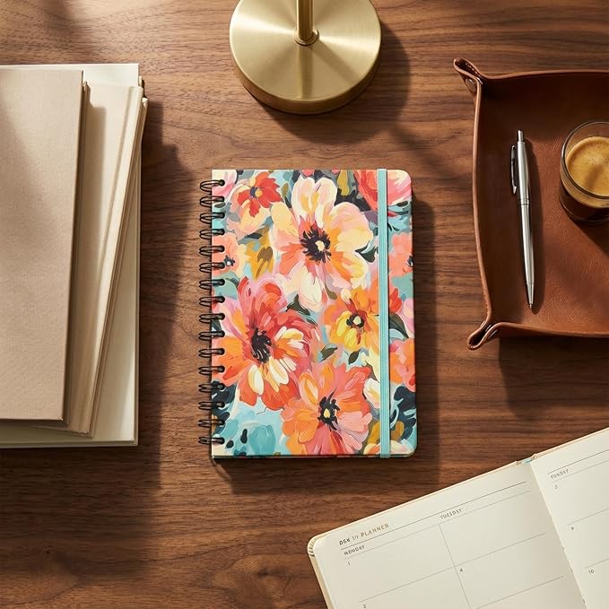 Nextnoid Lined Spiral Notebook Journal For Women & Men - A5(5.8" x 8.3") 170 Pages, Hardcover Notebooks for Work & Note Taking, College Ruled Journals for Writing - Pastel Bloom