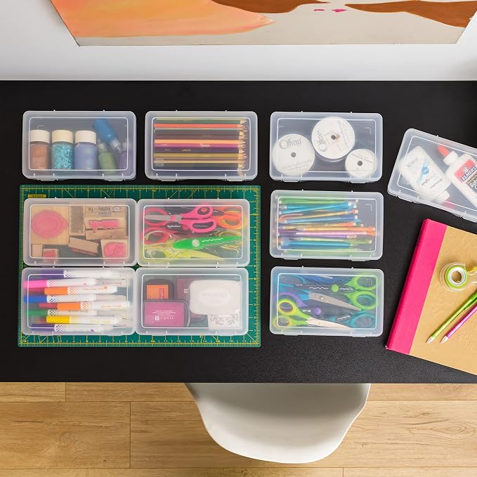 IRIS USA Clear Storage Cases, 10-Pack, |Made in USA|, Plastic Bead Organizing Containers with Snap Lid for Arts, Crafts, Ephemera, Stickers, & Dance Cheer, Clear - Medium