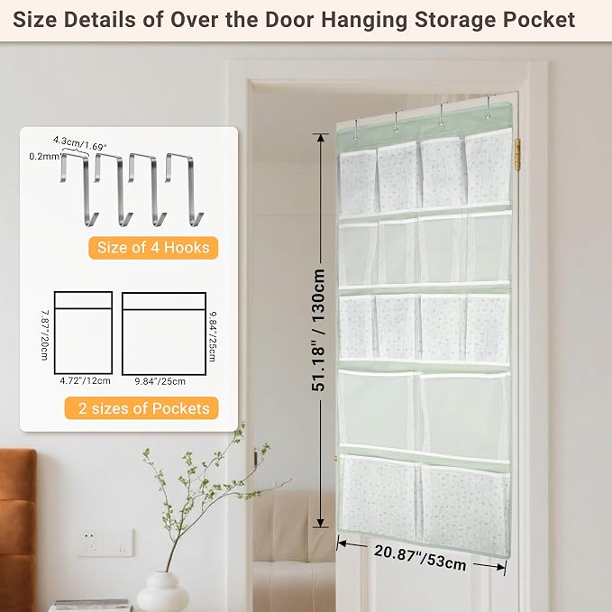 16 Pockets- Over Door Hanging Storage Organizer with 4 Kinds Pouch,Behind Closet Hanging Shelf Holder for Sock,Hat,Underwear,Travel Outfit,Shoes,Back of Door Space-saving Organization for Home,Dorm,RV