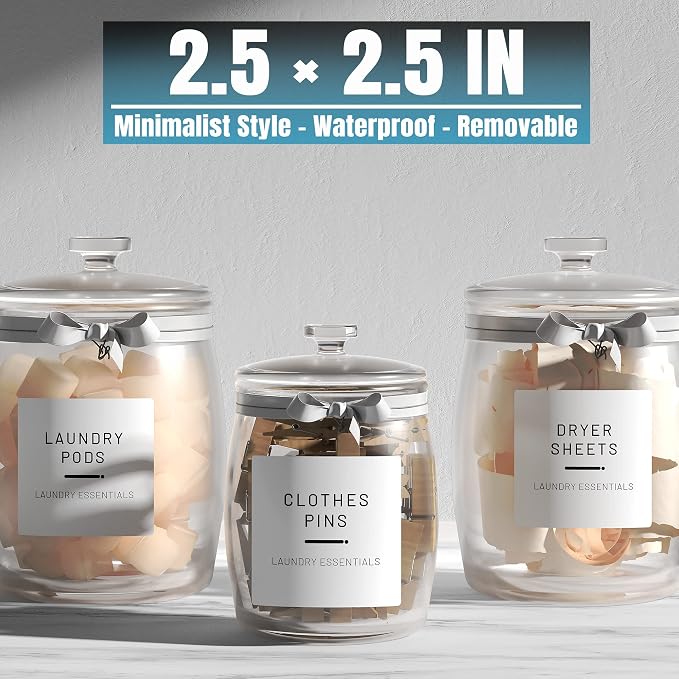 Neatsure 144 Minimalist Laundry Labels for Organizing, Preprinted Stickers Booklet for Jars, Containers and Storage Bins, Cleaning Labels for Laundry Room Organization…