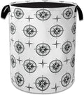 Black Compass Laundry Basket Collapsible Laundry Hamper Clothes Storage Bin for Bathroom Bedroom Room Decor 16" X 20.8"
