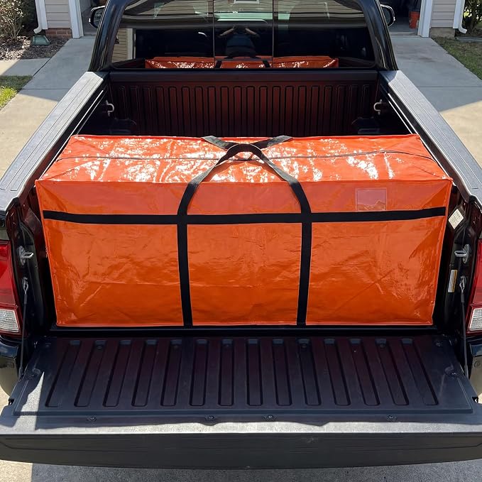 Windyun 4 Pack 177 Gallon Extra Large Moving Bags XXL Heavy Duty Storage Bag with Strong Zipper Handle Jumbo Big Tote Box Foldable for College Dorm Travel Clothes Duffle Blanket Pillow(Orange)