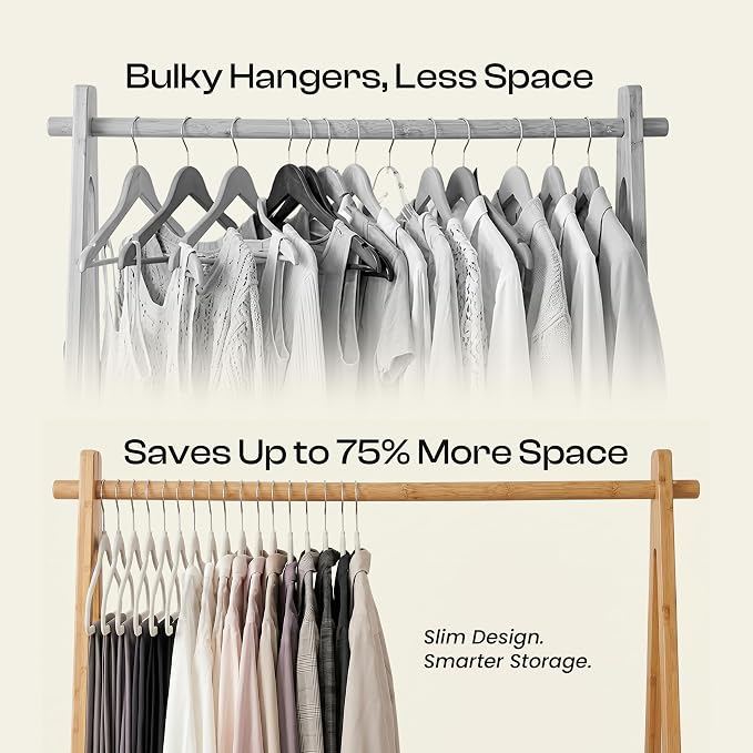 Utopia Home Velvet Hangers, White, 50 Pack | Luxury Non-Slip Slim Pant & Coat Hangers, Strong Space-Saving Clothes Hangers with Pants Bar and 360° Swivel Hook