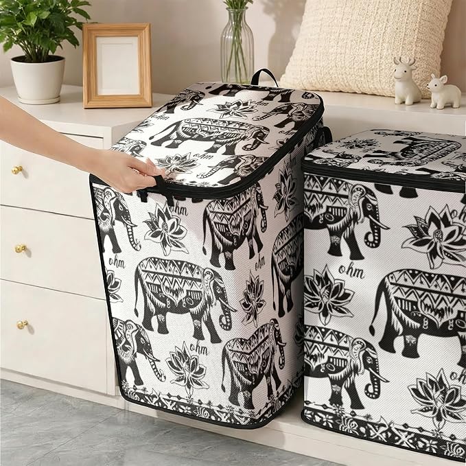 2pcs blanket storage bag for under bed,closet organizers 95L | clothing sweater sheet bedding comforter duvet quilt pillow toy storage bags with lids,dorm room essentials for containers