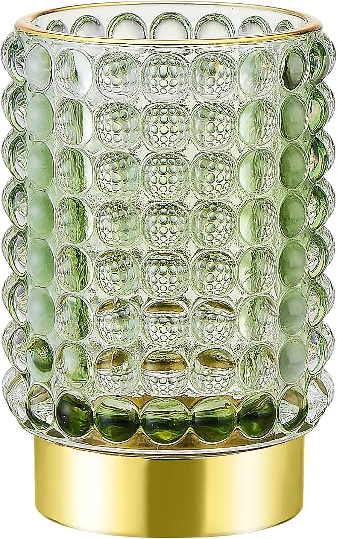 Makeup Brush Holder Organizer,Toothbrush Holders,Desk Pen Pencil Holder,Multifunctional Vintage Glass Brush Cup(A38-2-US/Green/L)