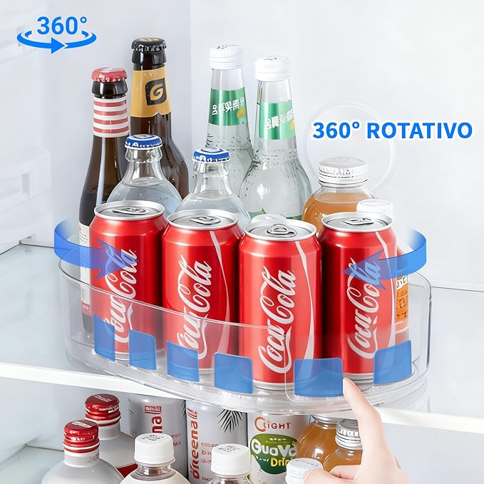 Drink Organizer for Fridge - 360° Rotating Lazy Susan for Refrigerator, 13.5''x8.5'' Clear Lazy Susan Turntable for Refrigerator Organizers and Storage, Kitchen, Table Top, Cabinet, Pantry, 1 Pack